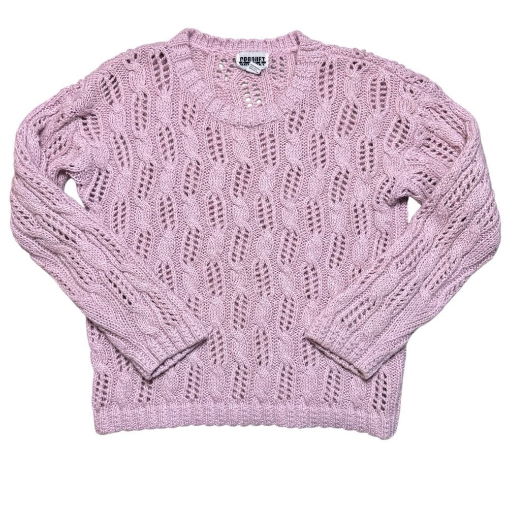 Vintage Ballet Pink Knit Sweater Grandmacore Cottagecore Feminine Size Large